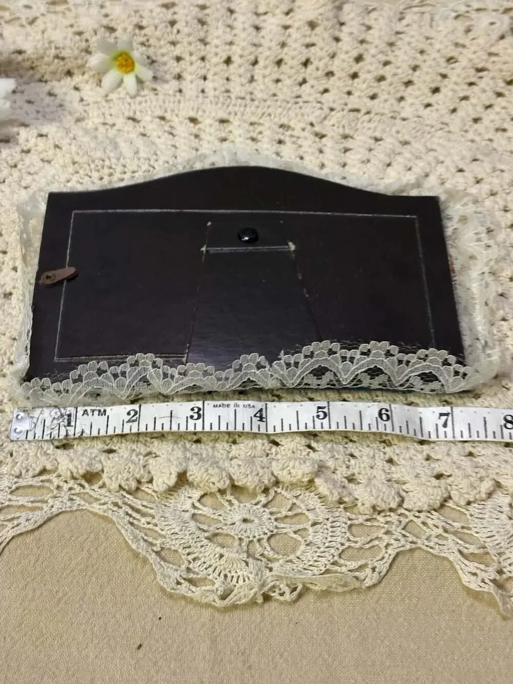 Vintage 1993 Loomco Floral Fabric Double Photo Frame